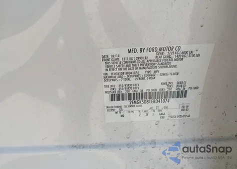 2014 Ford Flex Limited from USA, damaged, VIN 2FMGK5D81EBD41074